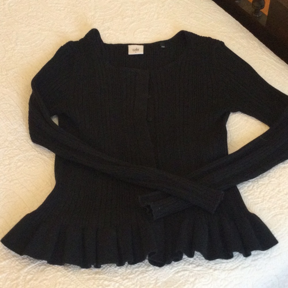 Cable-Knit Black Peplum Sweater